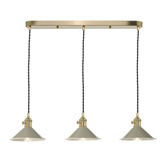 Dar Hadano 3 Light Brass Suspension With Cashmere Shades