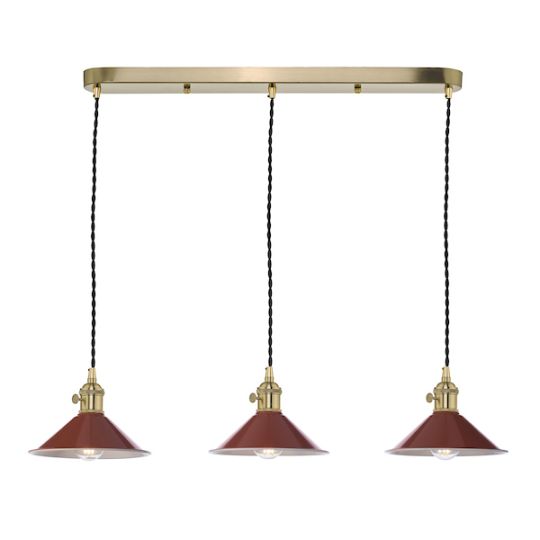 Dar Hadano 3 Light Brass Suspension With Umber Shades