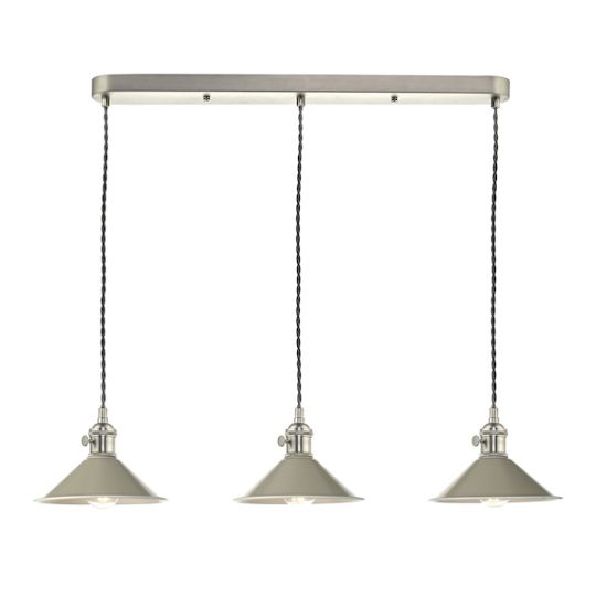Dar Hadano 3 Light Antique Chrome Suspension With Cashmere Shades
