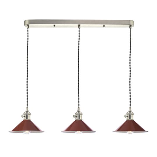 Dar Hadano 3 Light Antique Chrome Suspension With Umber Shades