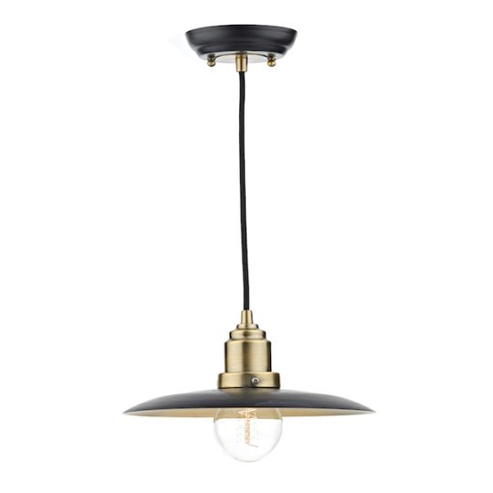 Dar Hannover 1 Light Pendant Black Antique Brass