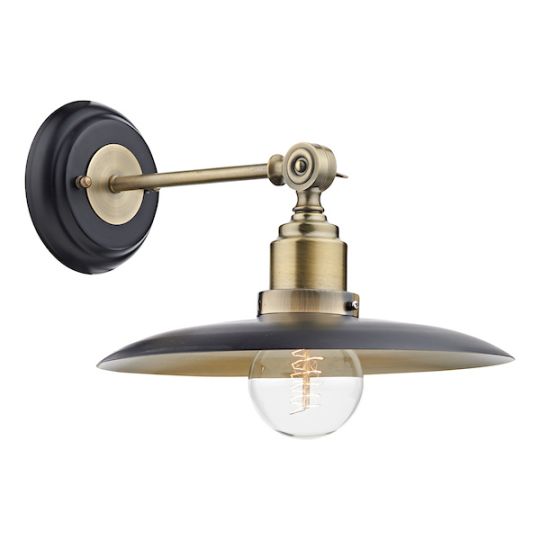 Dar Hannover 1 Light Wall Bracket Black Antique Brass