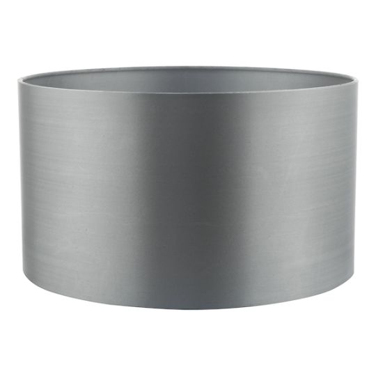 Dar Hilda Grey Faux Silk Drum Shade 40cm