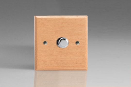 Varilight Scandic Beech 1-Gang 2-Way Push-On/Off Rotary Dimmer 1 x 60-400W
