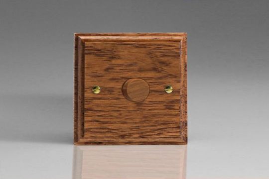 Varilight Medium Oak 1-Gang 2-Way Push-On/Off Rotary Dimmer 1 x 60-400W
