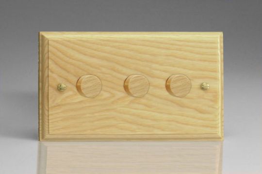 Varilight Ash 3-Gang 2-Way Push-On/Off Rotary Dimmer 3 x 40-250W (Twin Plate)