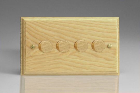 Varilight Ash 4-Gang 2-Way Push-On/Off Rotary Dimmer 4 x 40-250W (Twin Plate)