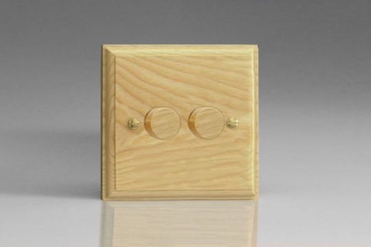 Varilight Ash 2-Gang 2-Way Push-On/Off Rotary Dimmer 2 x 40-250W