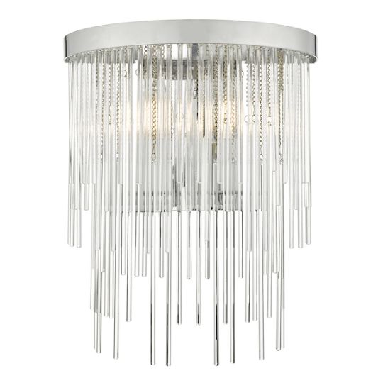 Dar Isla 2 Light Wall Light Polished Chrome And Clear Glass