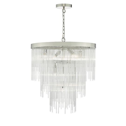 Dar Isla 7lt Pendant Polished Chrome & Clear Glass Rods