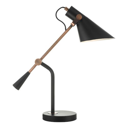 Dar Jack Task Table Lamp Black Antique Copper