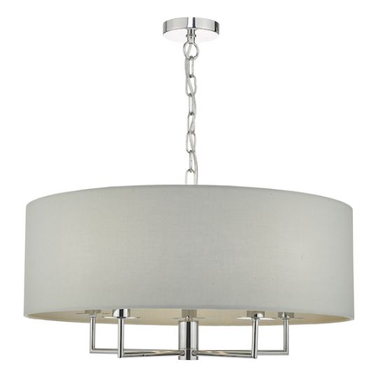 Dar Jamelia 5lt Pendant Polished Chrome & Grey