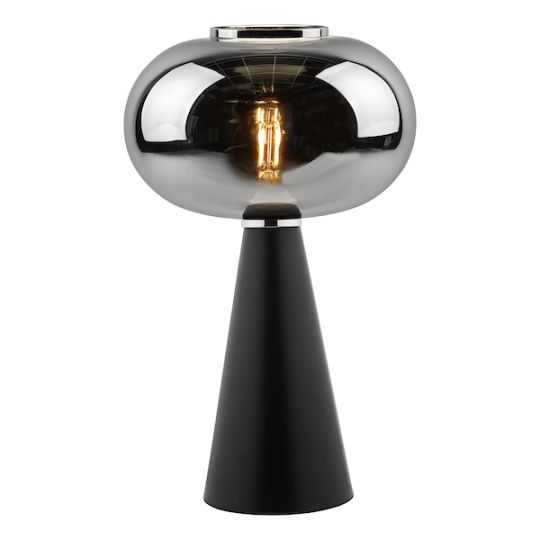 Dar Jensen Table Lamp Smoked Glass Satin Black