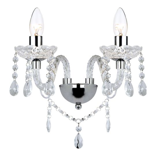 Dar Katie Double Wall Bracket Polished Chrome Acrylic Glass