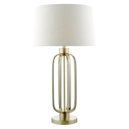Dar Lucie Table Lamp Satin Brass With Shade