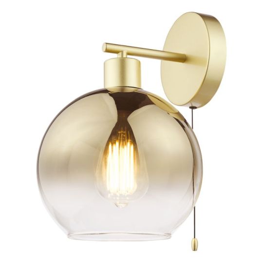 Dar Lycia Wall Light Satin Gold and Gold Ombre Glass