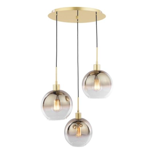 Dar Lycia 3 Light Cluster Pendant Polished Gold and Gold Ombre Glass