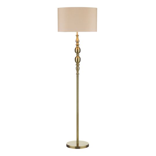 Dar Madrid Floor Lamp Antique Brass With Shade