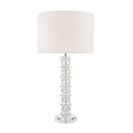 Dar Mina Table Lamp Polished Chrome & Crystal With Shade