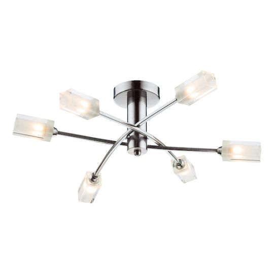 Dar Morgan 6 Light Semi Flush Satin Chrome