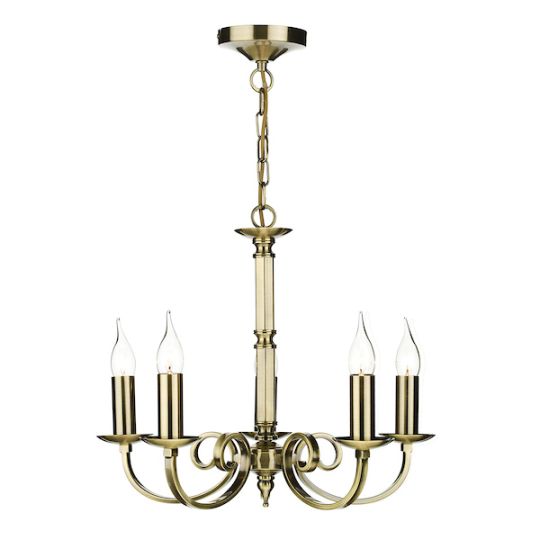 Dar Murray 5 Light Dual Mount Pendant Antique Brass