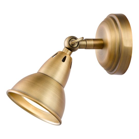 Dar Nathaniel Single Wall Spotlight Aged Brass