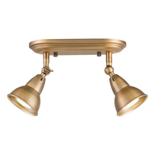Dar Nathaniel 2 Light Plate Spotlight Aged Brass