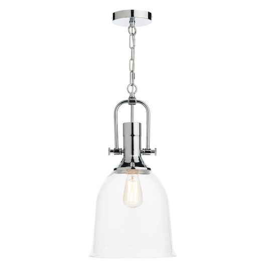 Dar Nolan 1 Light Pendant Polished Chrome/ Clear