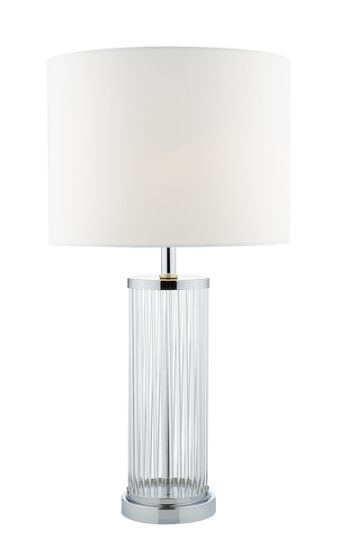 Dar Olalla Table Lamp Polished Chrome Clear Glass With Shade