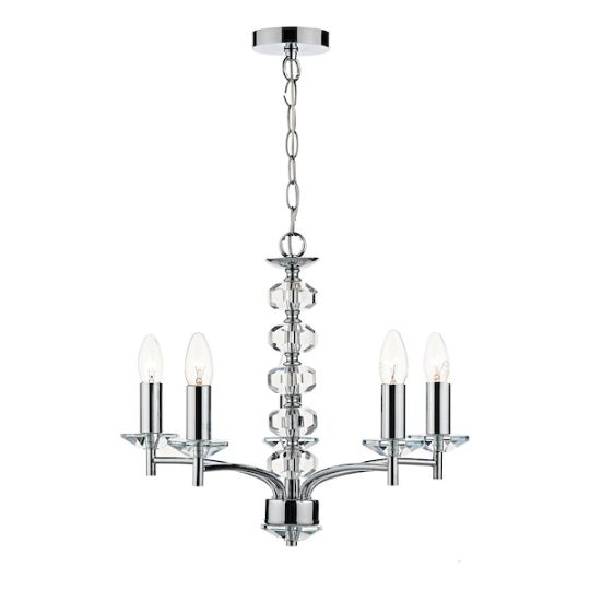 Dar Oleana 5 Light Pendant Polished Chrome Crystal