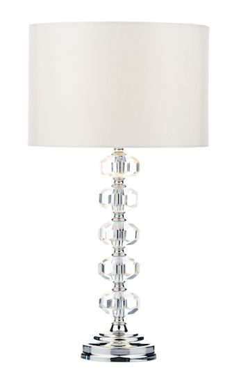 Dar Oleana Table Lamp Polished Chrome Crystal With Shade