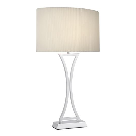 Dar Oporto Table Lamp Polished Chrome With Cream Shade