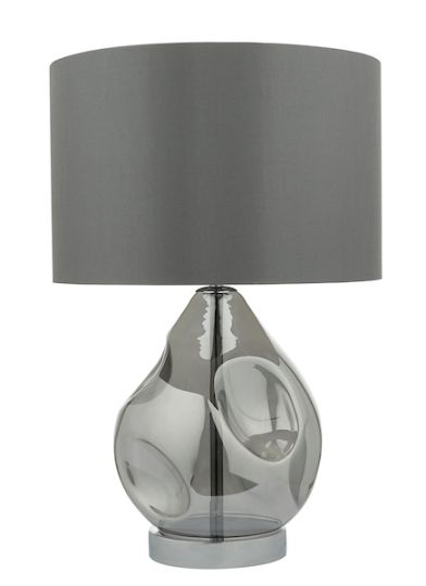 Dar Quinn Table Lamp Smoked Glass With Shade