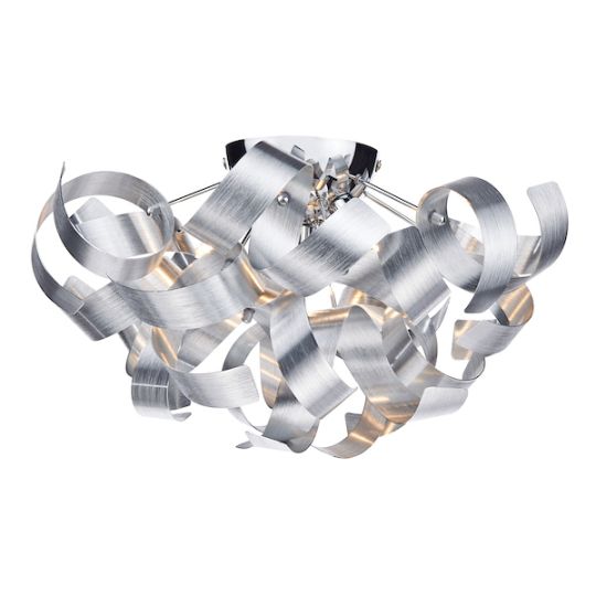 Dar Rawley 4 Light Flush Brushed Aluminium 40cm