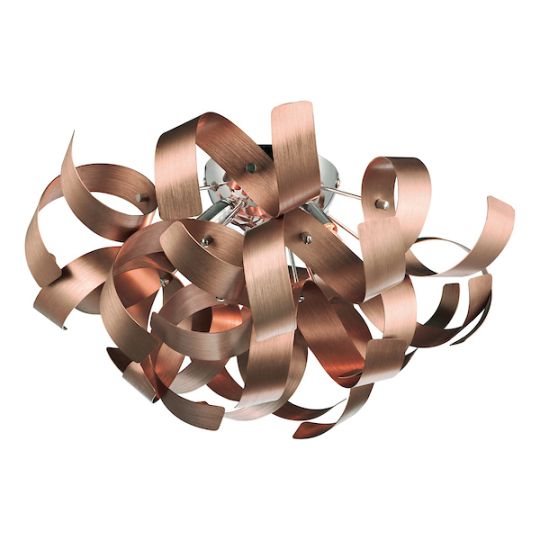 Dar Rawley 4 Light Flush Brushed Copper 40cm