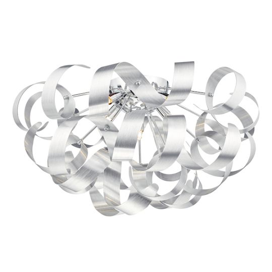 Dar Rawley 5 Light Flush Brushed Aluminium 60cm