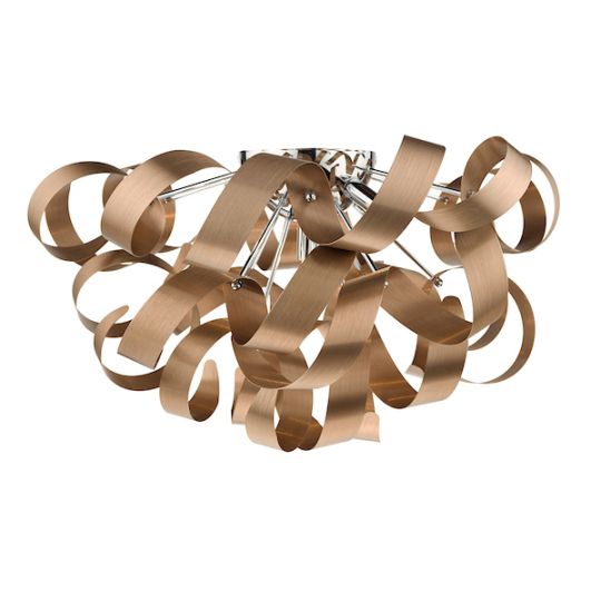 Dar Rawley 5 Light Flush Brushed Copper 60cm