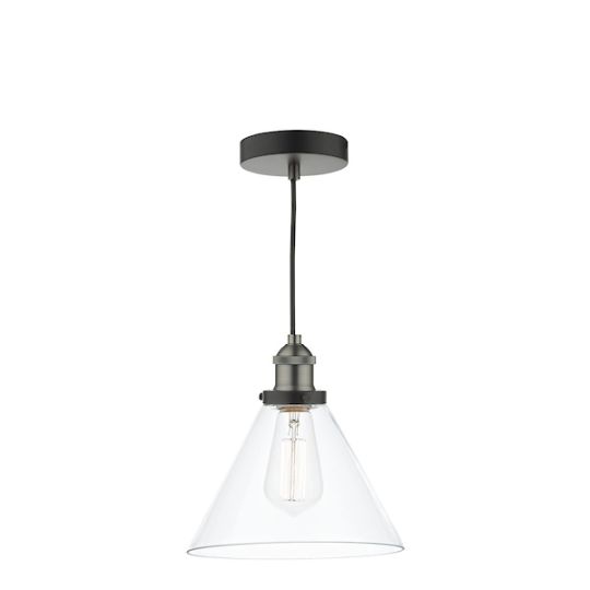 Dar Ray 1 Light Single Pendant Antique Nickel Clear Glass