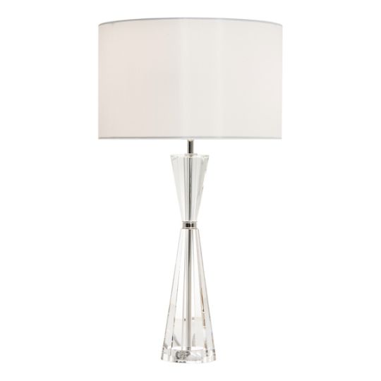 Dar Risha 2 Light Table Lamp Crystal & Polished Nickel With Shade