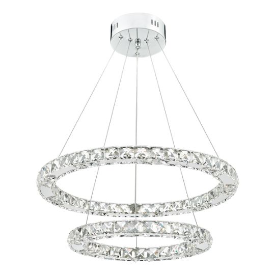 Dar Roma 2 Tier Pendant Polished Chrome Crystal LED