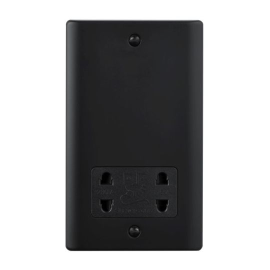 Saxby Raised Screwed Dual Voltage Shaver Socket - Matt Black With Black Insert in Matt Black