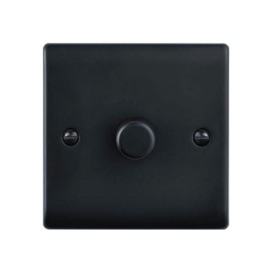 Saxby Raised Screwed 1G Led Dimmer 5-100W - Matt Black in Matt Black