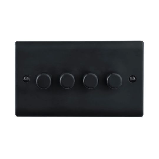 Saxby Raised Screwed 4G Led Dimmer 5-100W - Matt Black in Matt Black
