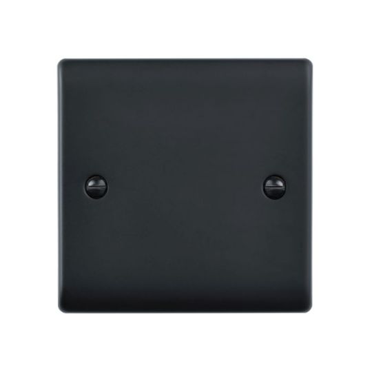 Saxby Raised Screwed 1G Blanking Plate - Matt Black in Matt Black
