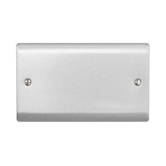Saxby Raised Screwed 2G Blanking Plate - Brushed Steel in Brushed Steel