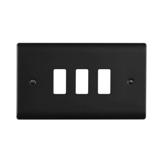 Saxby Raised Screwed 3G Grid Front Plate - Matt Black in Matt Black
