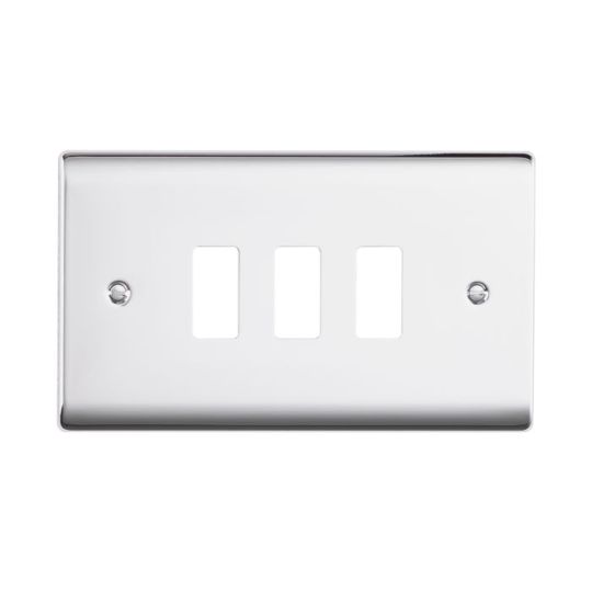 Saxby Raised Screwed 3G Grid Front Plate - Polished Chrome in Chrome Effect Plate