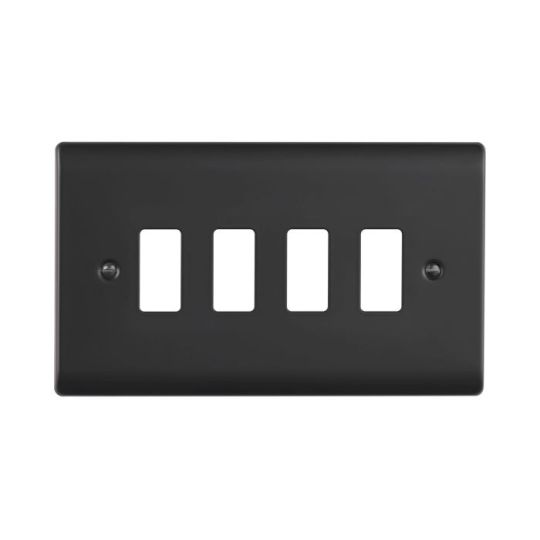 Saxby Raised Screwed 4G Grid Front Plate - Matt Black in Matt Black