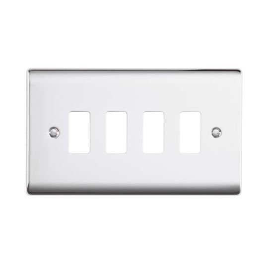 Saxby Raised Screwed 4G Grid Front Plate - Polished Chrome in Chrome Effect Plate