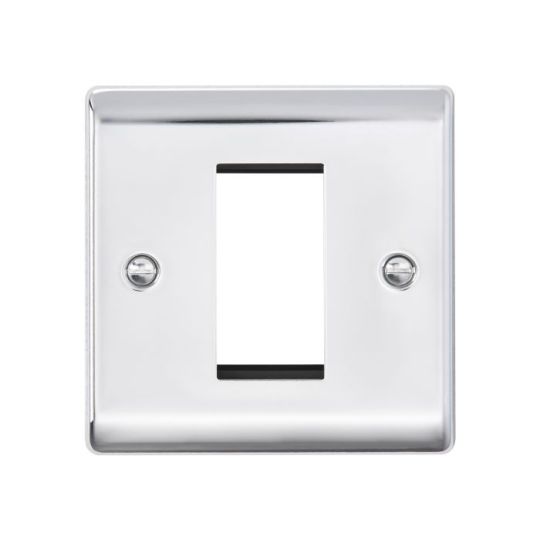 Saxby Raised Screwed 1G Modular Faceplate (1 Module) - Polished Chrome in Chrome Effect Plate